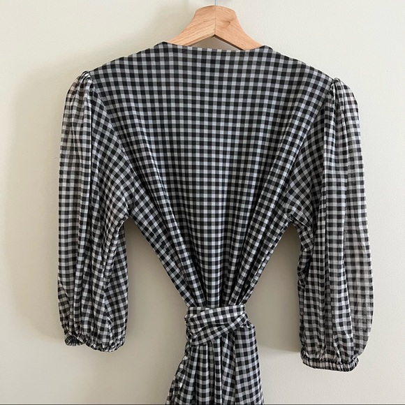 Ganni Mesh Check Wrap Dress - Picture 5 of 9